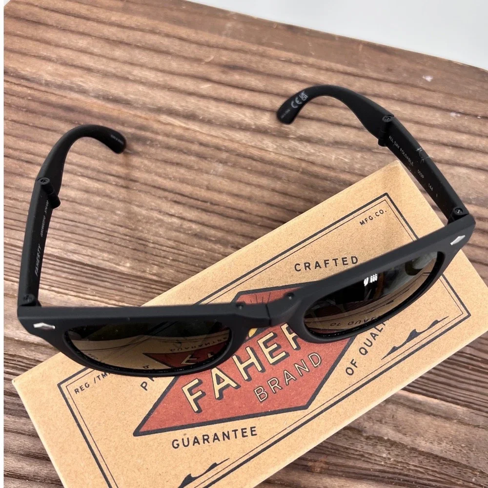 Faherty All‎ Day Foldable Sunglasses Rubberized Black Solid NWT
